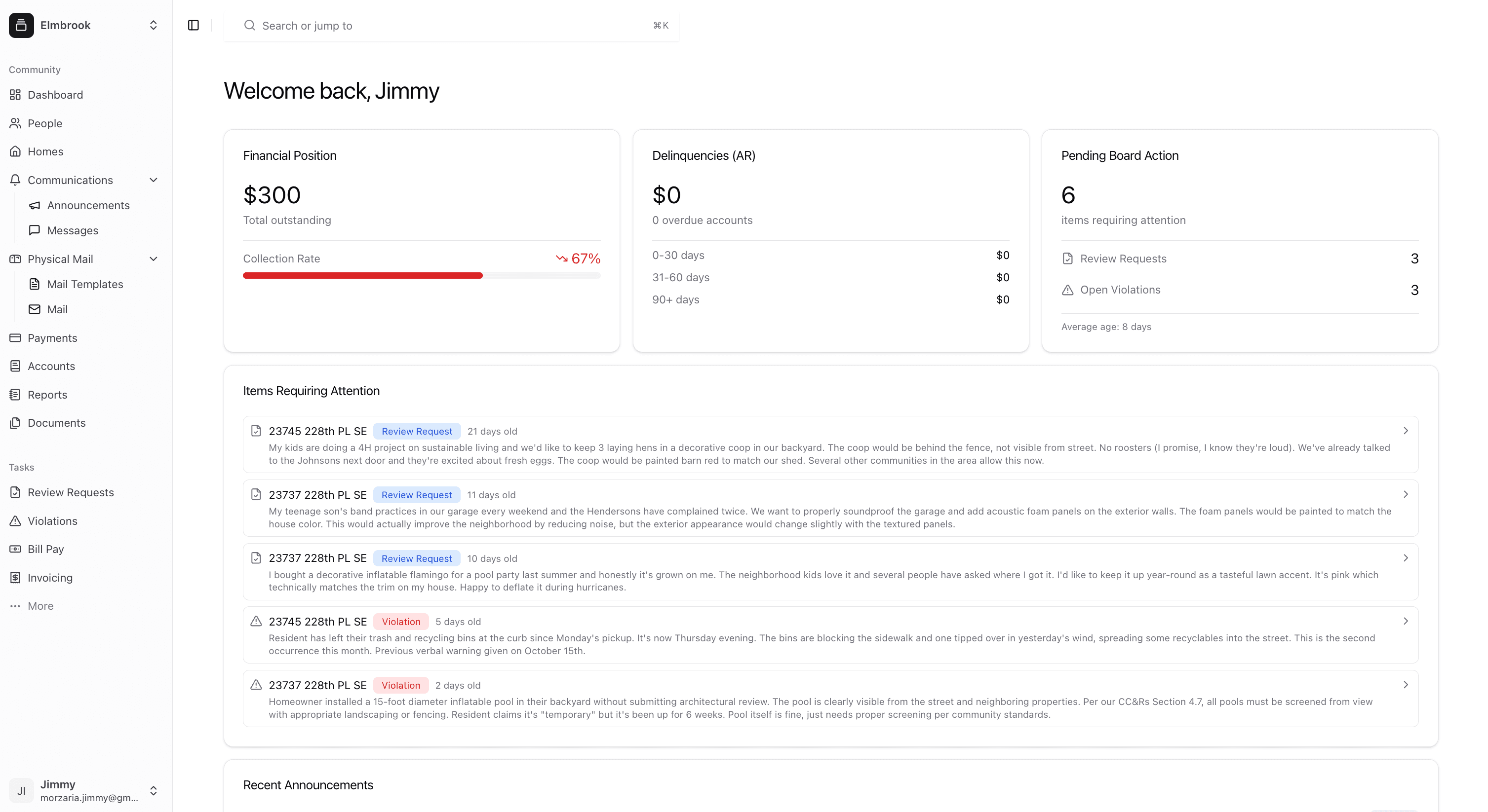 Doorstack Dashboard - Modern HOA Management Interface